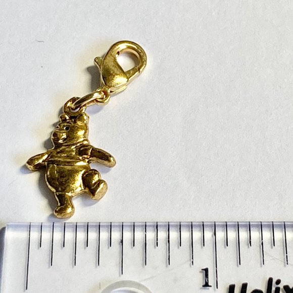 Vintage Disney Winnie the Pooh Clip On Charm Gold Plated Disneyana Zipper Purse - Picture 6 of 7